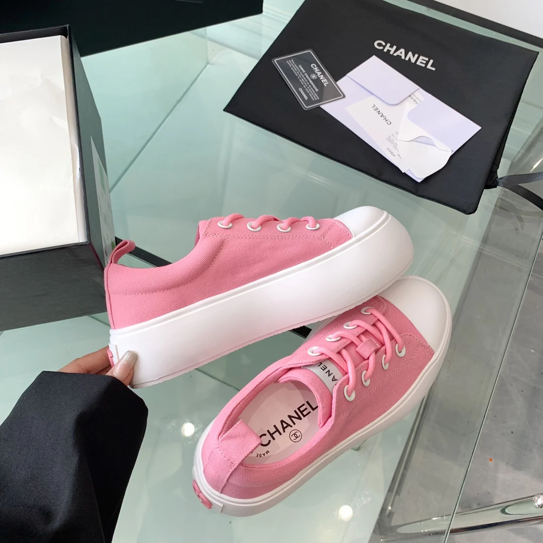 Туфли Chanel 2022 на платформе в форме лампочки - парусиновые туфли - платформа 5 см