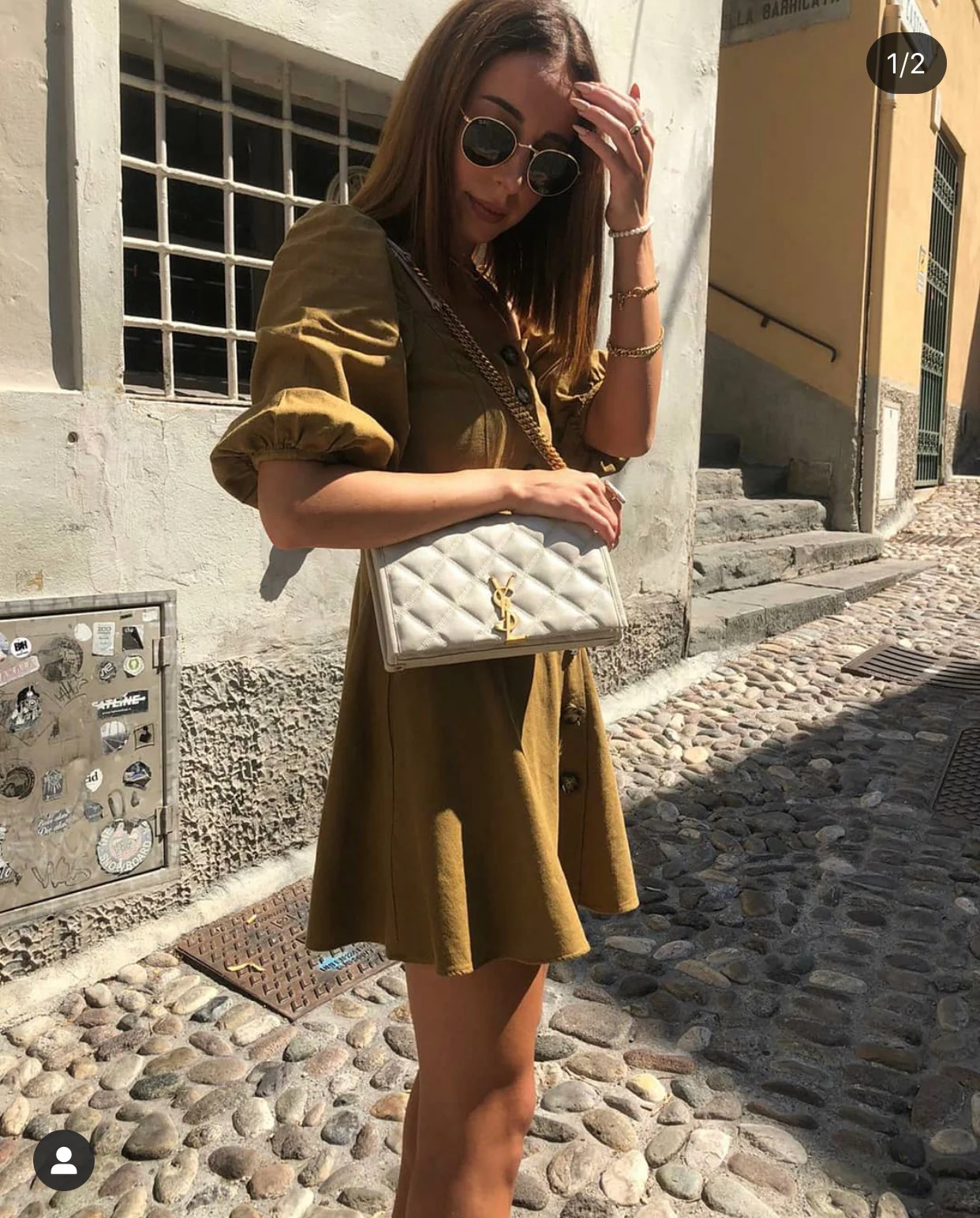 Сумка YSL-Becky из овечьей кожи с ромбовидной стёжкой и цепочкой