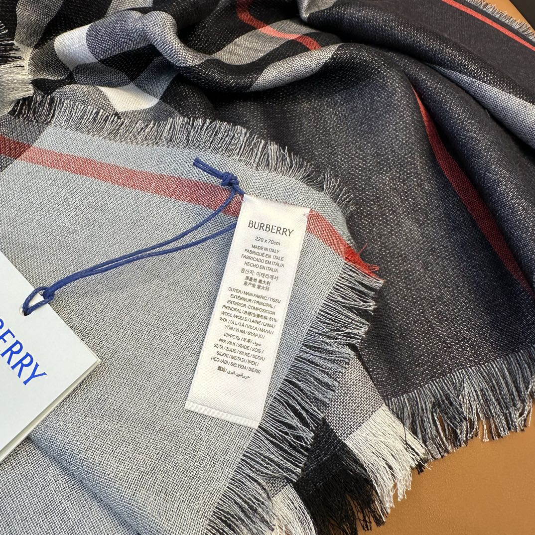 Шарф Burberry 2024 в винтажную клетку - черный - 220-70