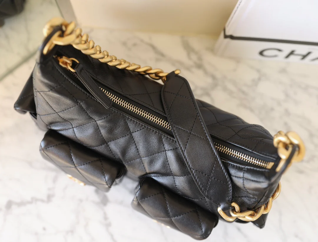 Сумка-хобо Chanel 25c, маленькая, черная, для хобби.