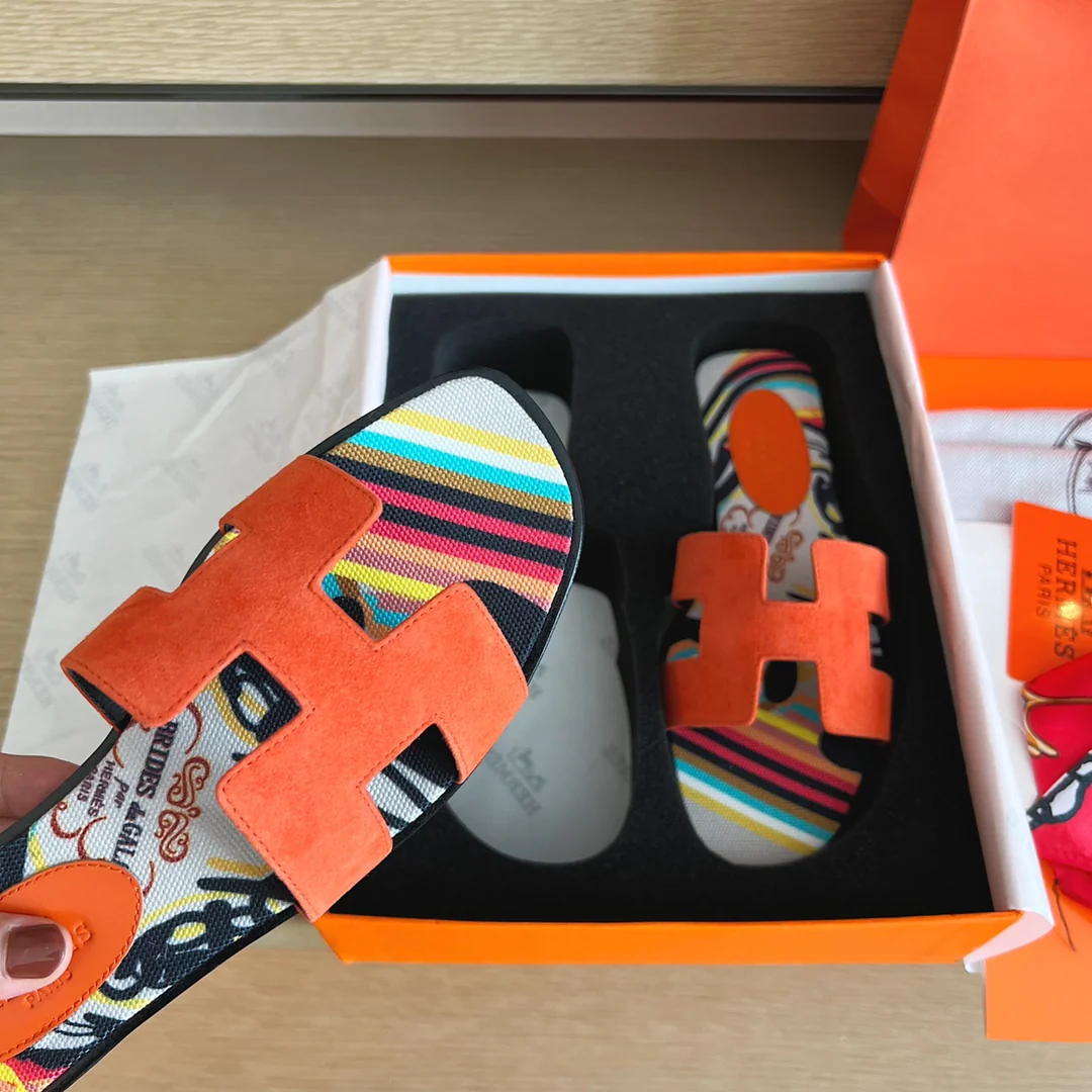 Тапочки Hermes-h Flat Slippers-2