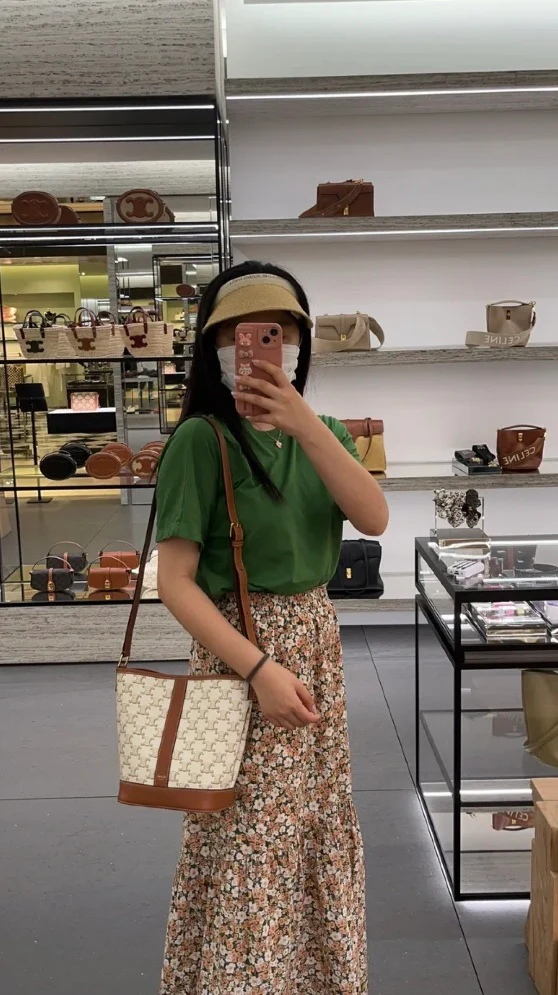 Сумка-ведро Celine Triomphe с принтом из канваса - Маленькая - Белый канвас с монограммой