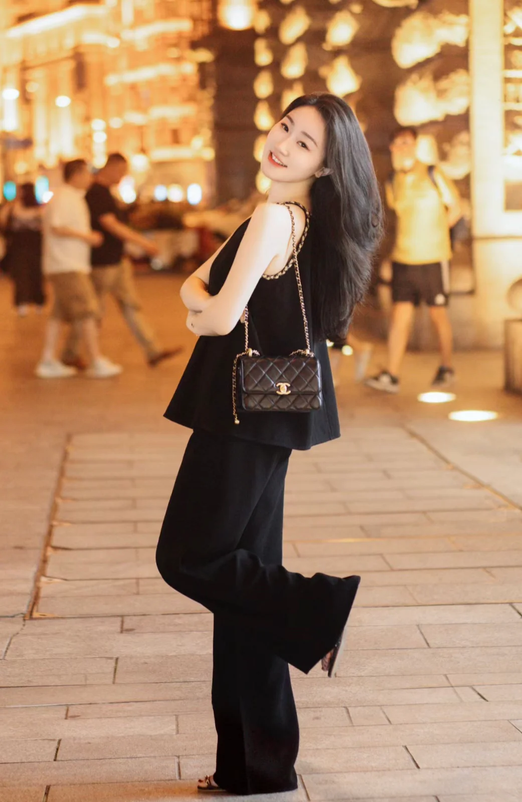 Chanel 24c Double Gold Ball CF Mini 19 Black