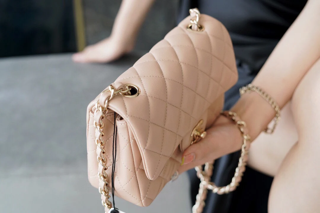Chanel CF Mini 20cm - Milk Tea Apricot Lambskin with Light Gold Buckle - CF20