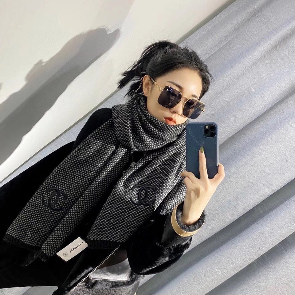 Кашемировый шарф Chanel 2024 - 70-180 - Черный