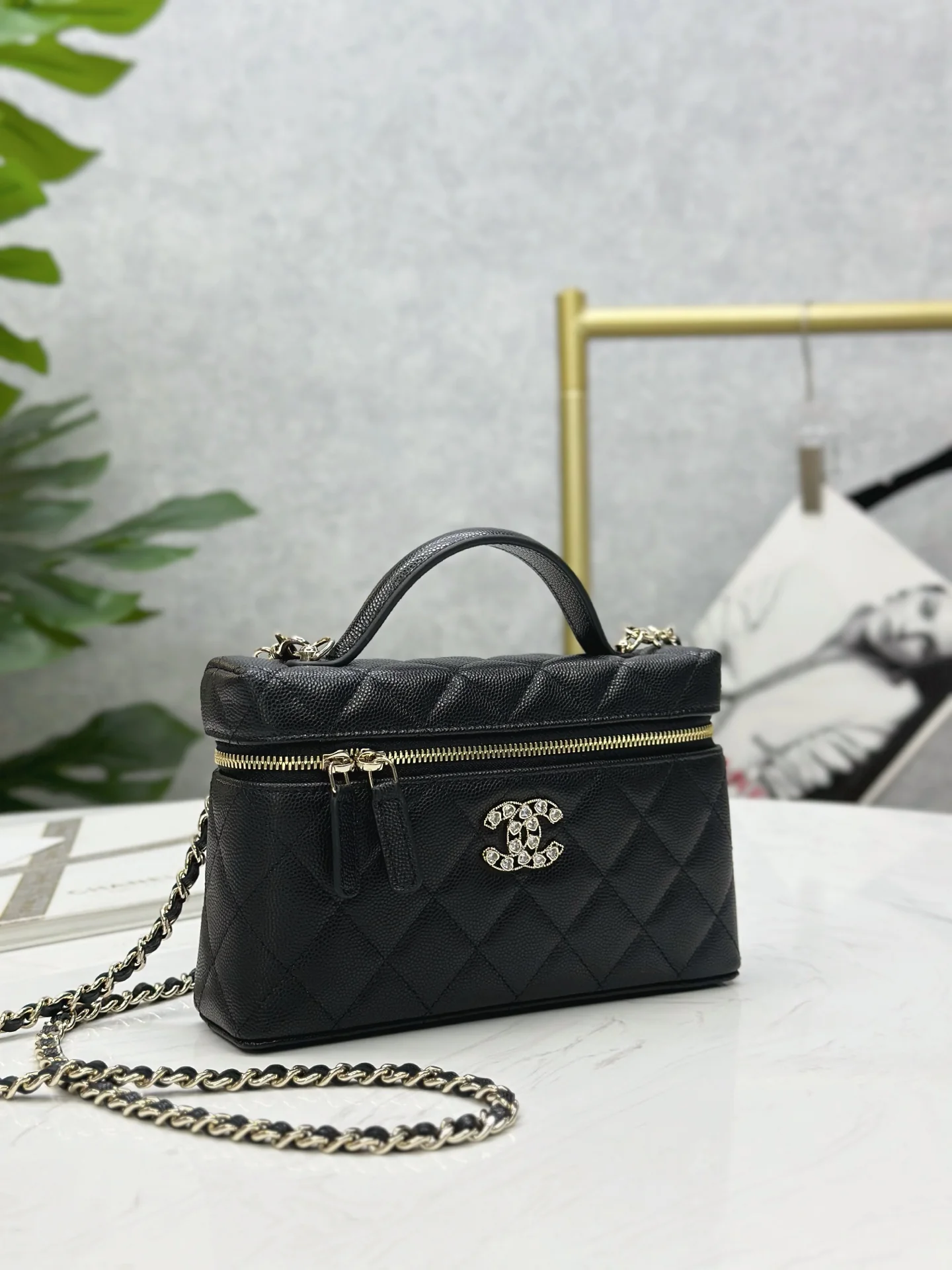 Сумочка Chanel 25p Heart Diamond LP с цепочкой - черная