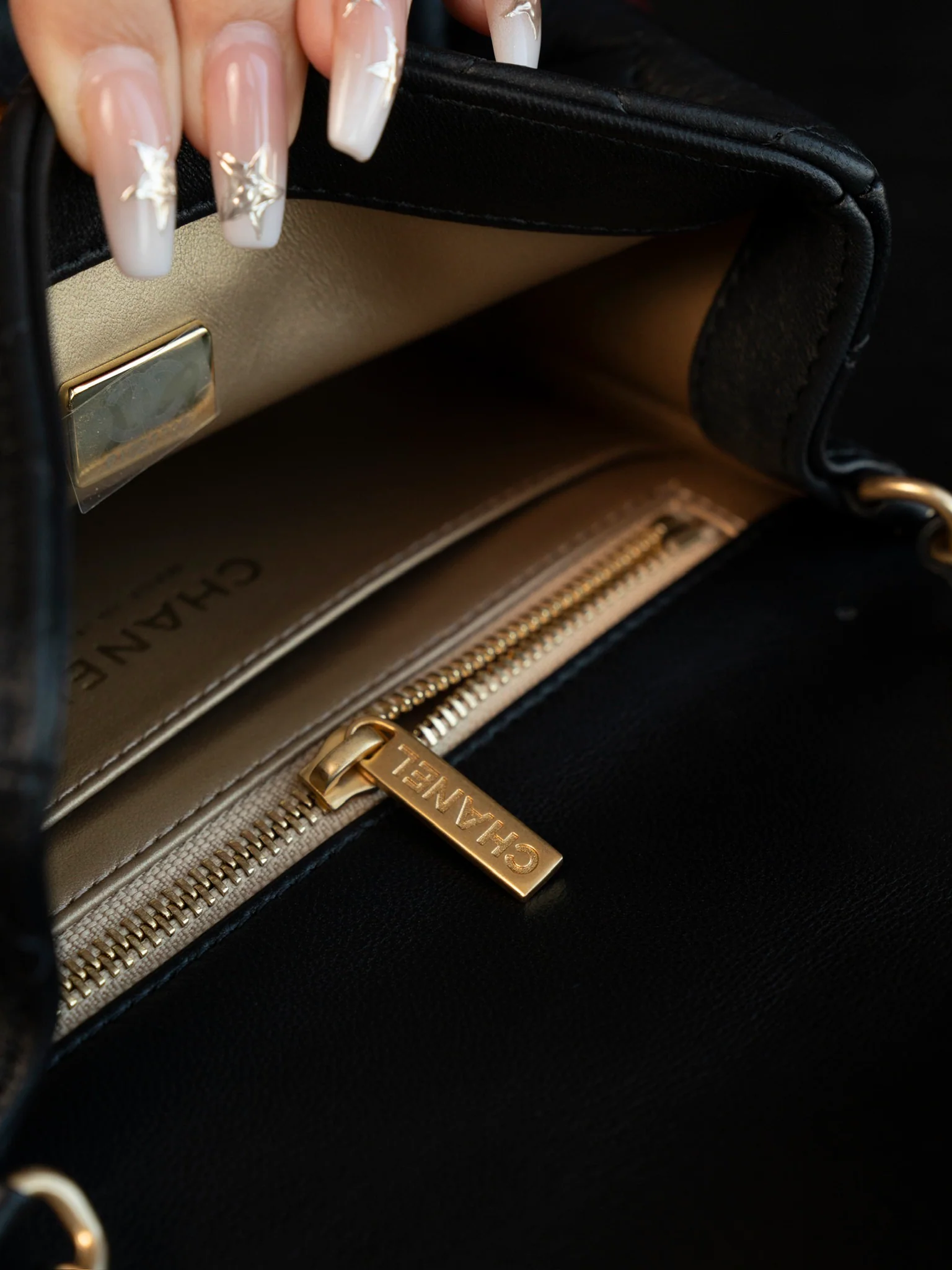 Chanel 24k Gold Globe Square Black Gold