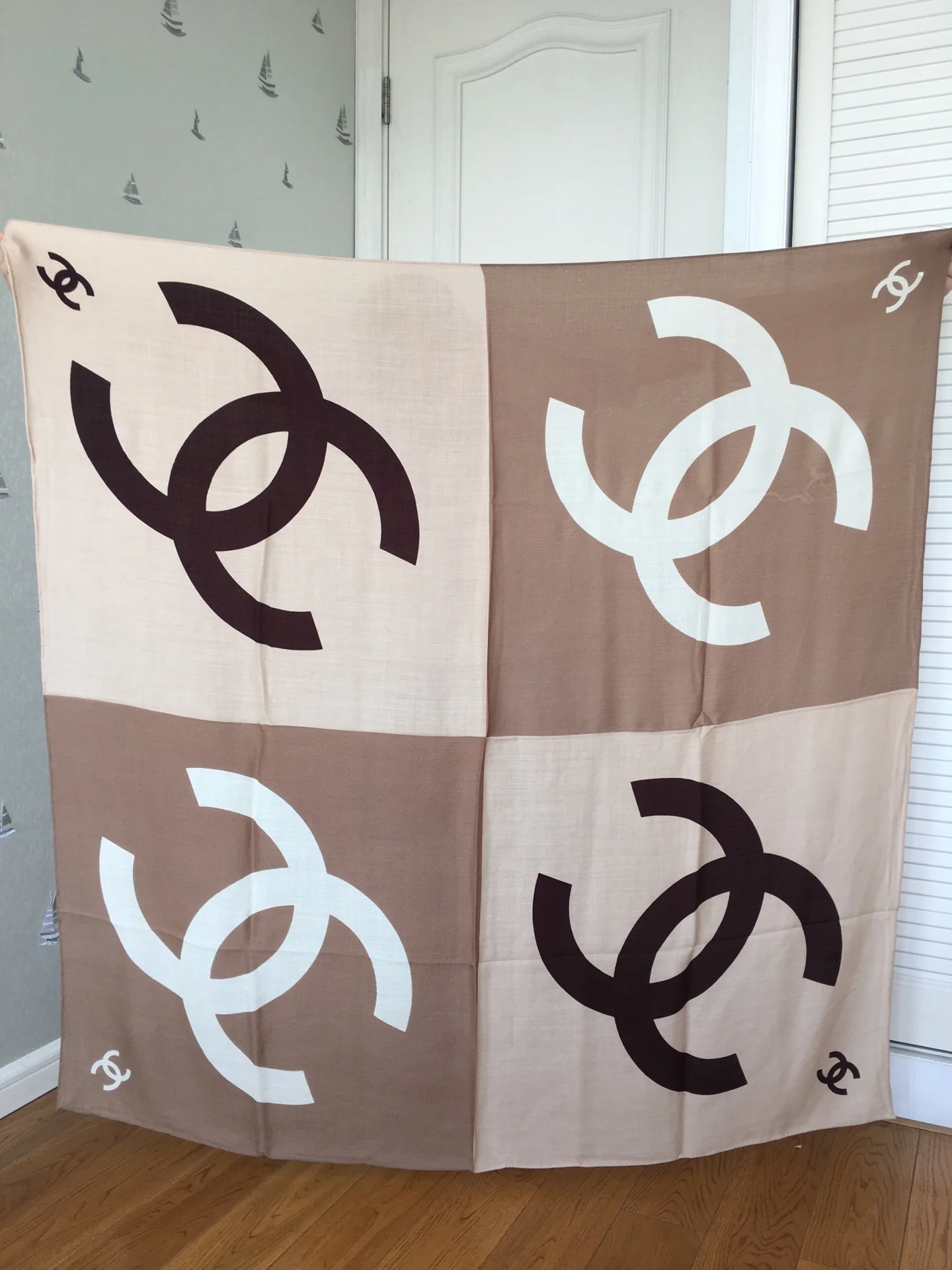 Большой квадратный шарф Chanel - 140 см - 30 - Шелк 70 - Шерсть - 1