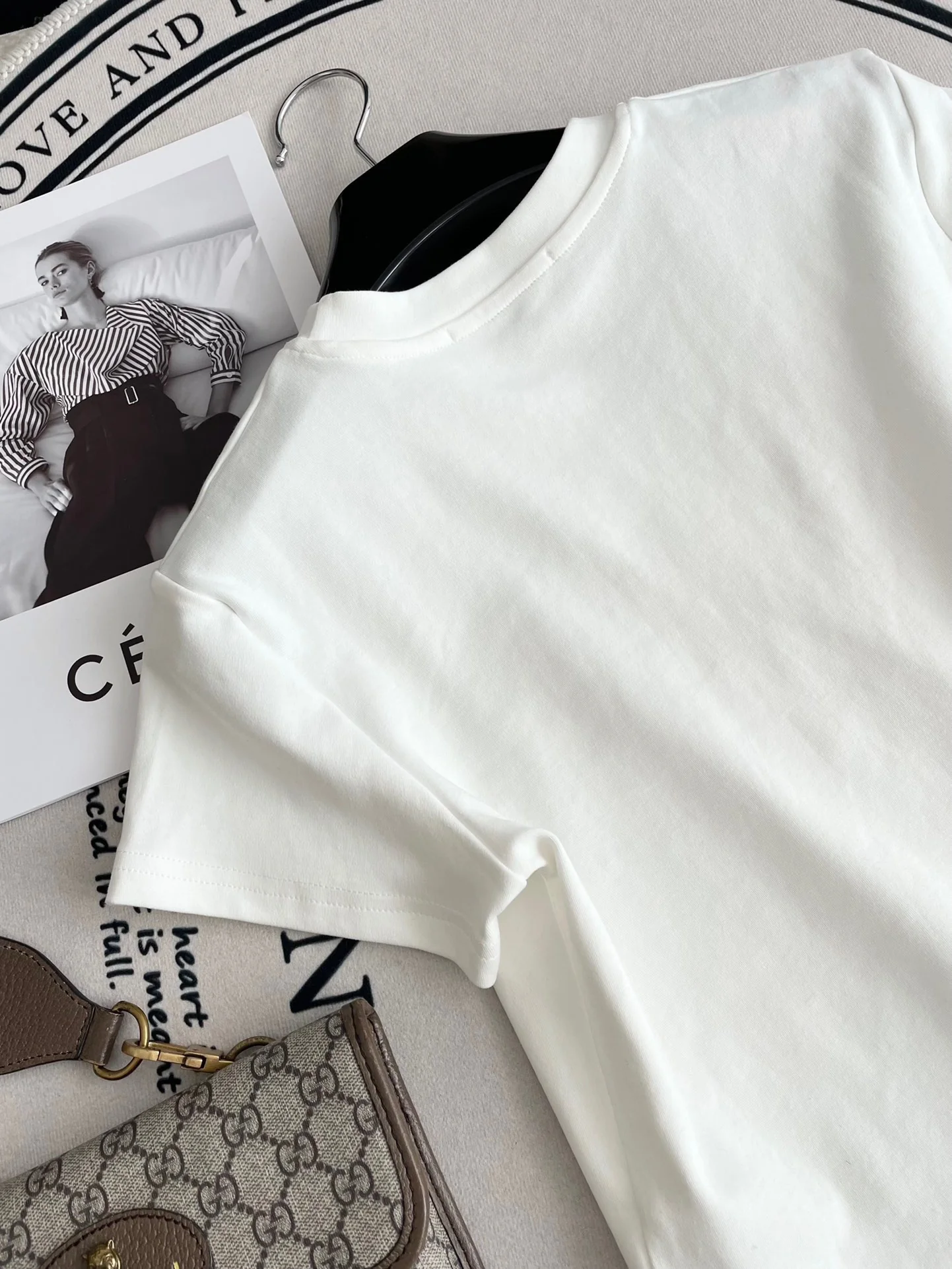 Футболка с коротким рукавом Celine-2404 с принтом в виде сердечек