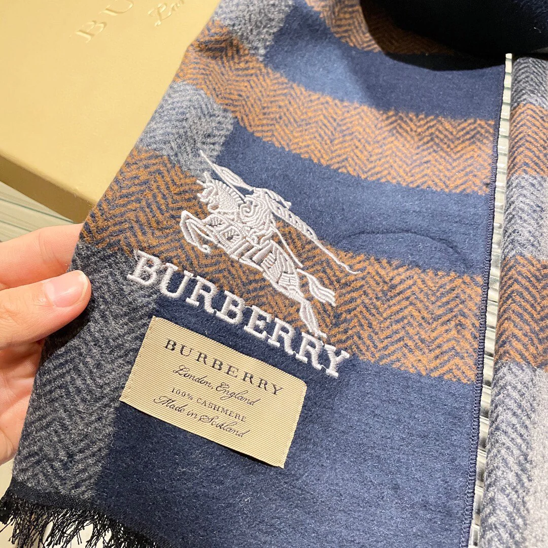 Классический полосатый вязаный шарф Burberry - 32 (180 см) - 100% кашемир