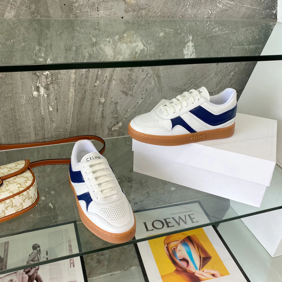 Новинка 2022 года от Celine - Белые кроссовки/Повседневная обувь - Унисекс - Синий