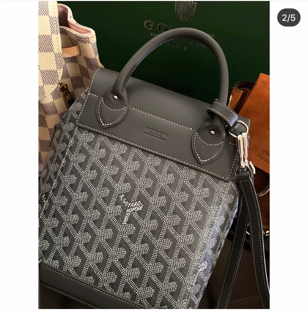 Мини-рюкзак Goyard с полукольцами — серый