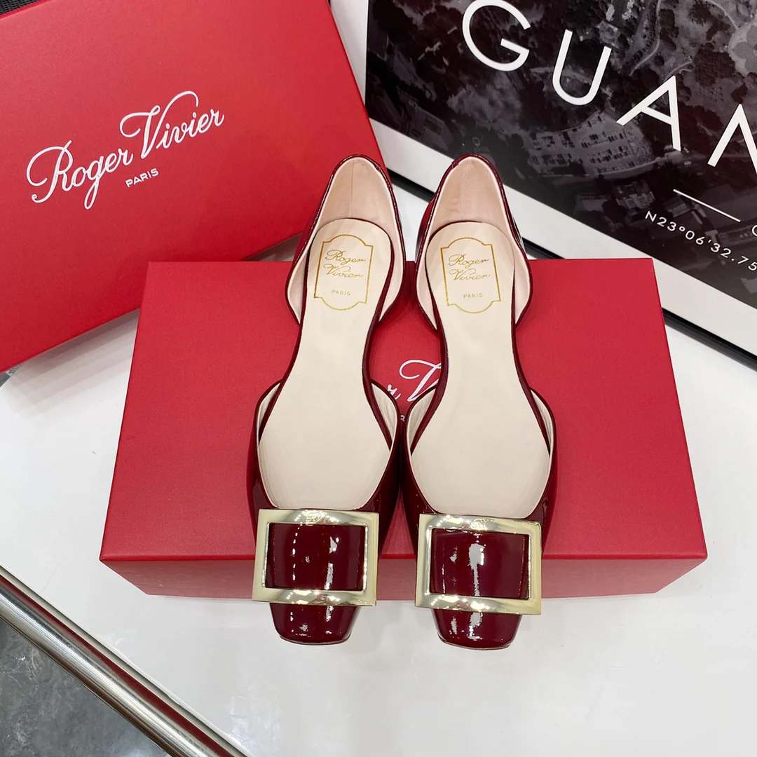 RV-Flat Bottom Hollow Square Toe-Wine Red