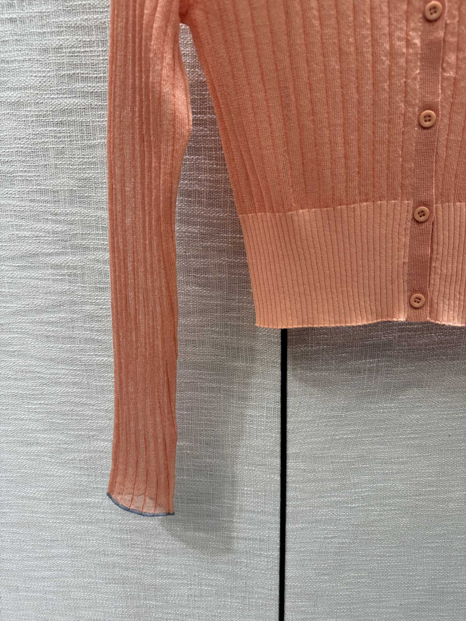 Miu Miu - 2404 - Вязаный кардиган с длинными рукавами и воротником-поло в стиле колор-блок - Оранжевый