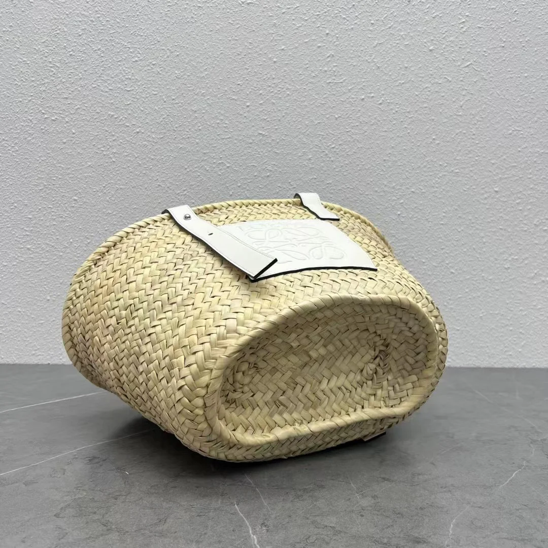 Соломенная сумка Loewe - 40 см - Большая - Кремово-белая