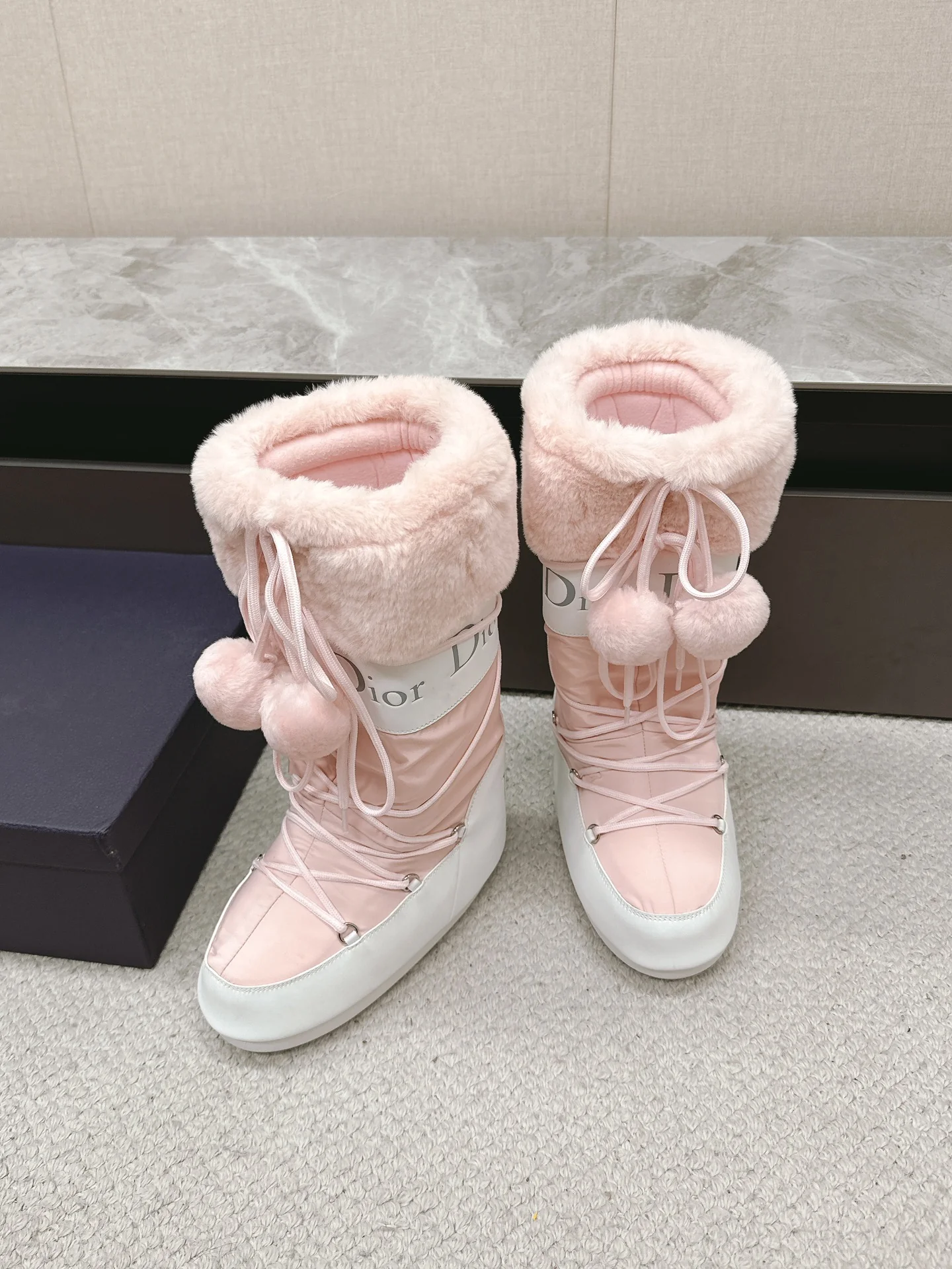 Пуховые туфли Dior 2024 - розовые