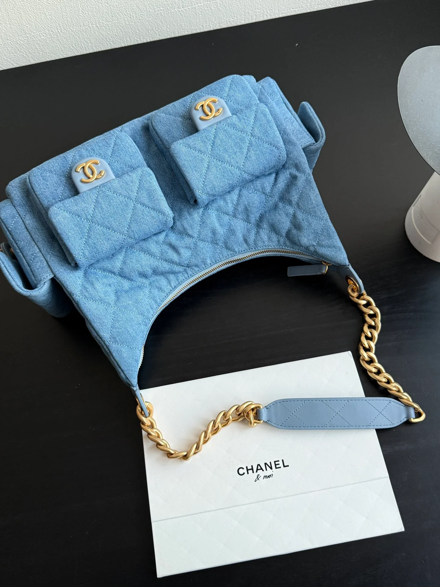 Chanel 25 Chobo Denim Small - Light Blue