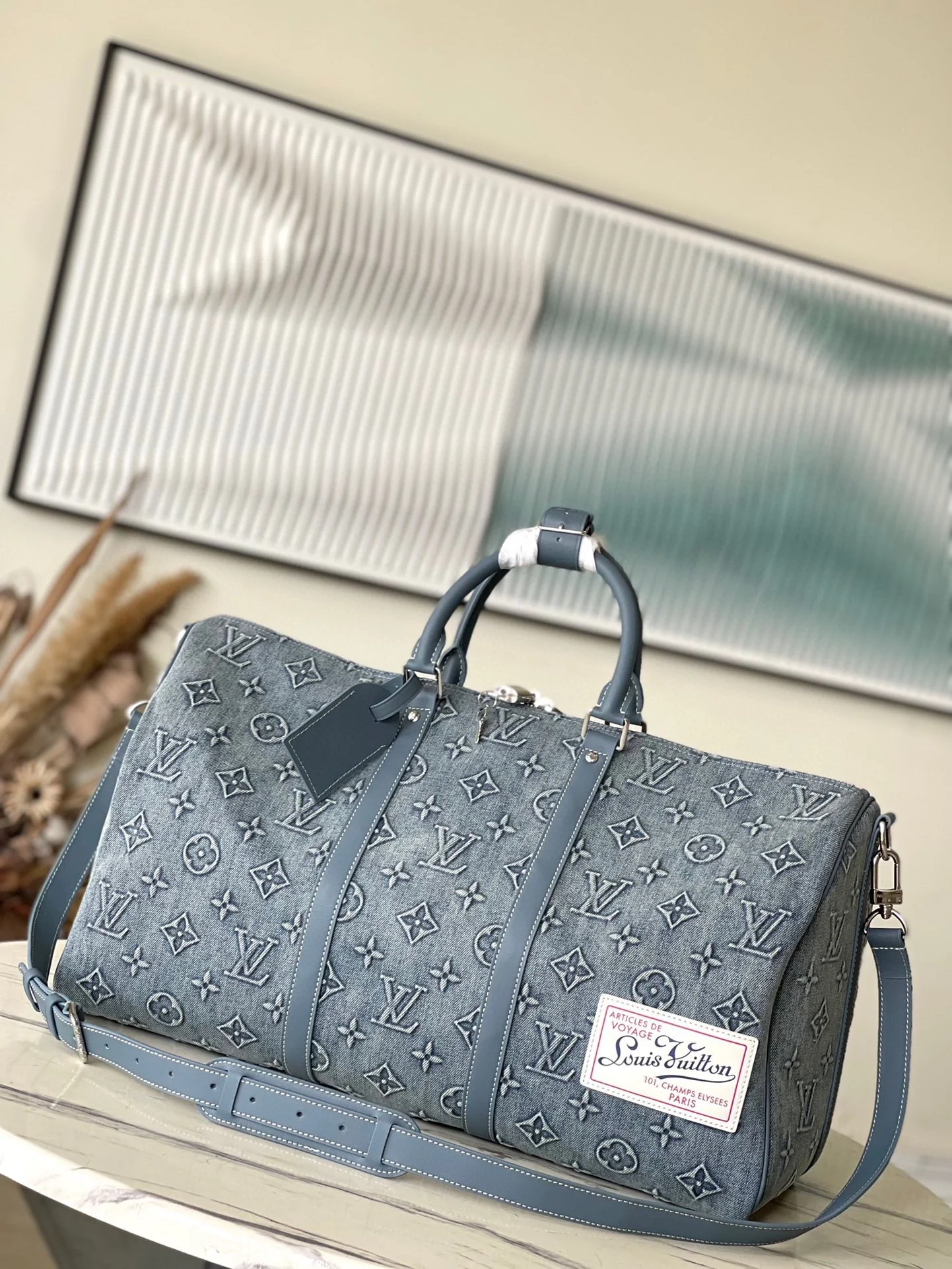 m22532-LV-keepall-bandouliere-50 дорожная сумка из джинсовой ткани