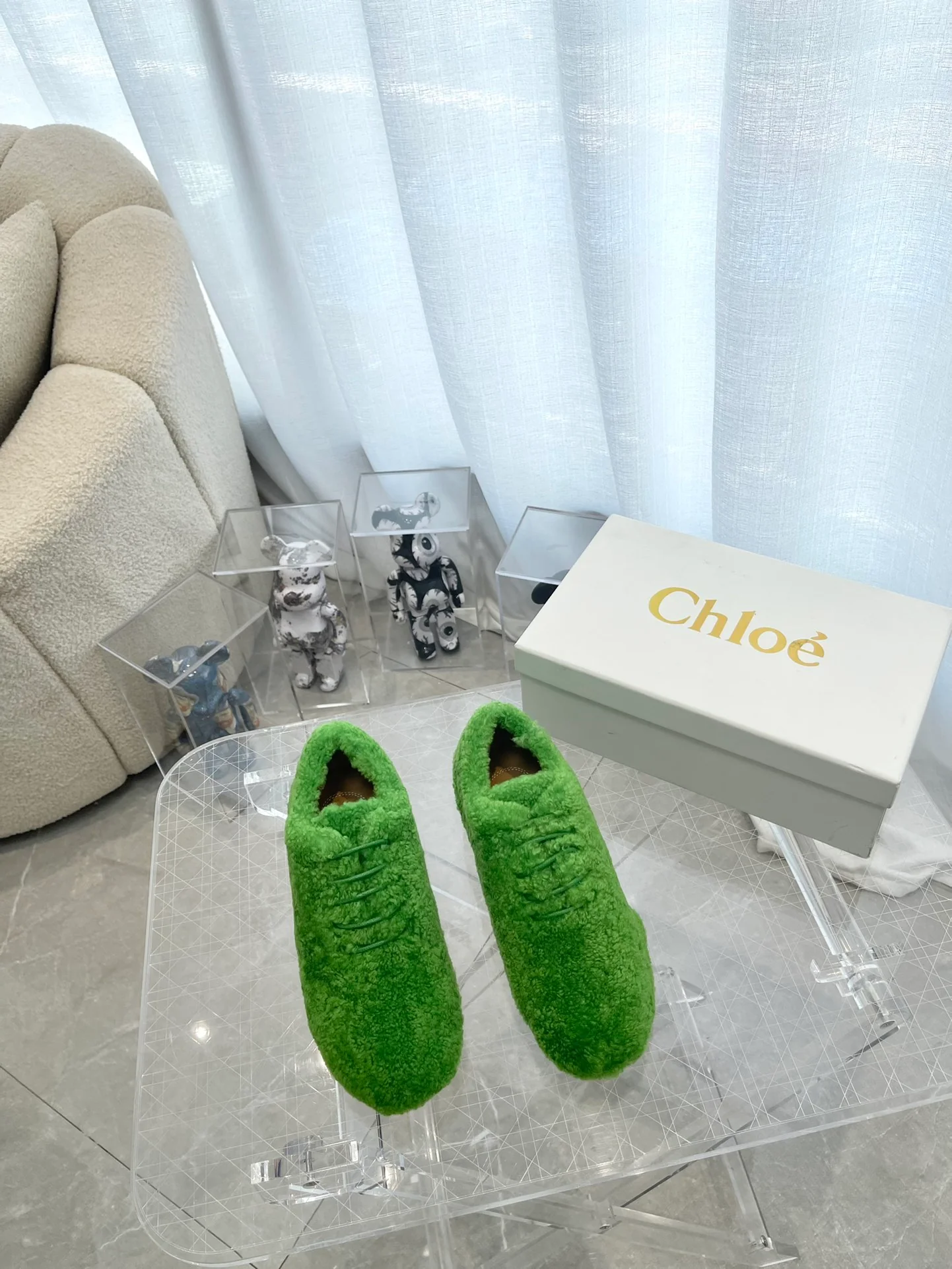 Туфли Chloe - Chloe - овечья шерсть - лоферы - зеленые