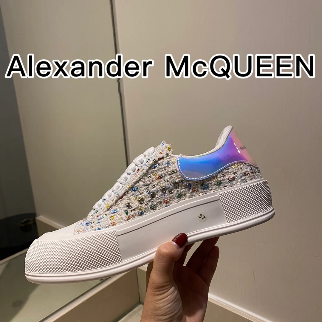 McQueen - Верх из шерсти - Подошва сзади - Кед - Светоотражающие синие и розовые элементы