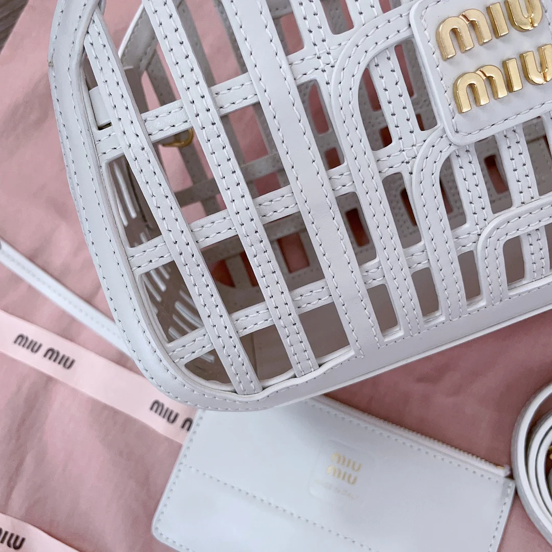 Корзинка из кожи наппа Miu Miu-5ba294 - абрикосово-розовый