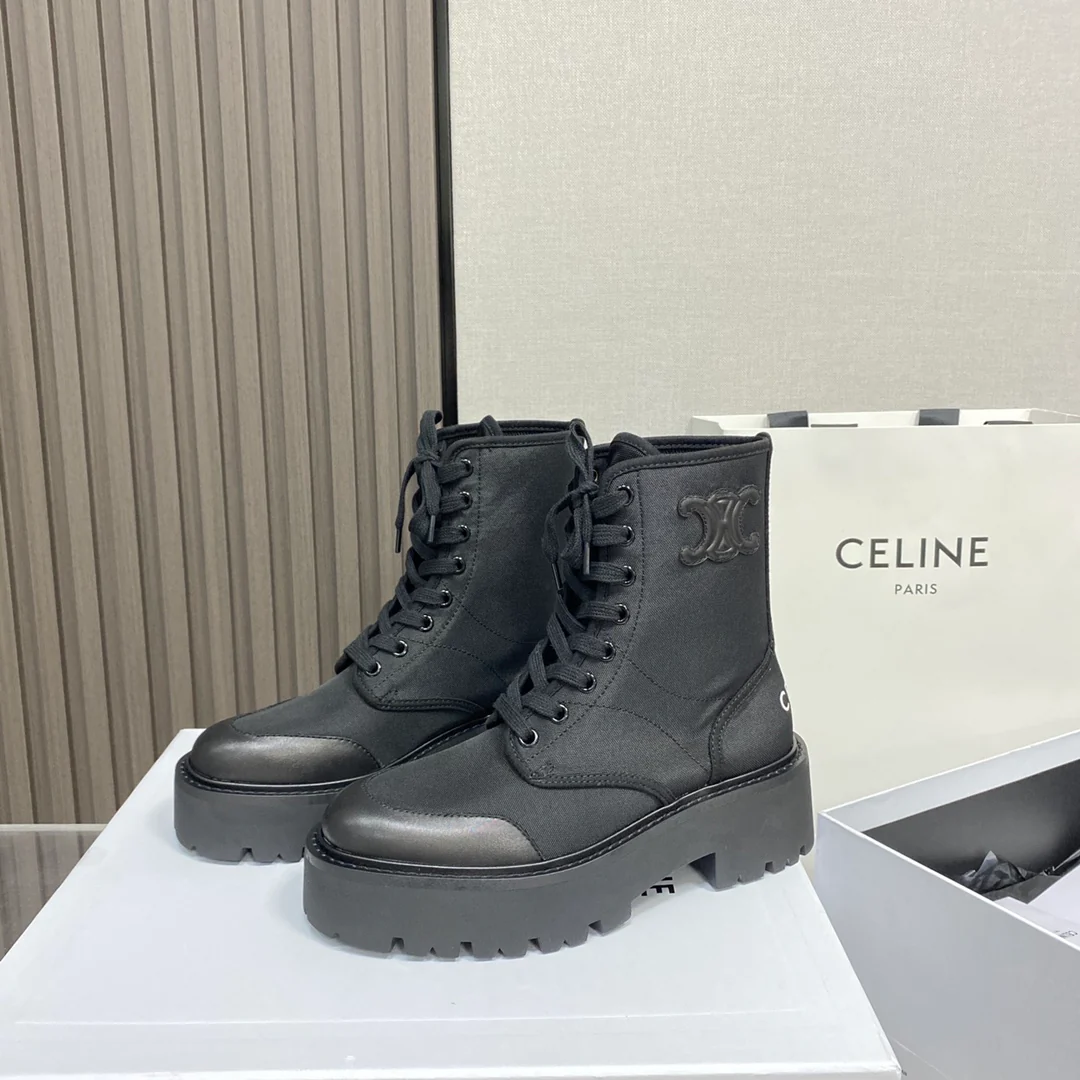 Ботинки Celine на платформе из парусины Dr. Martens - каблук 5 см - размеры 35-39-40 (изготовлены на заказ)