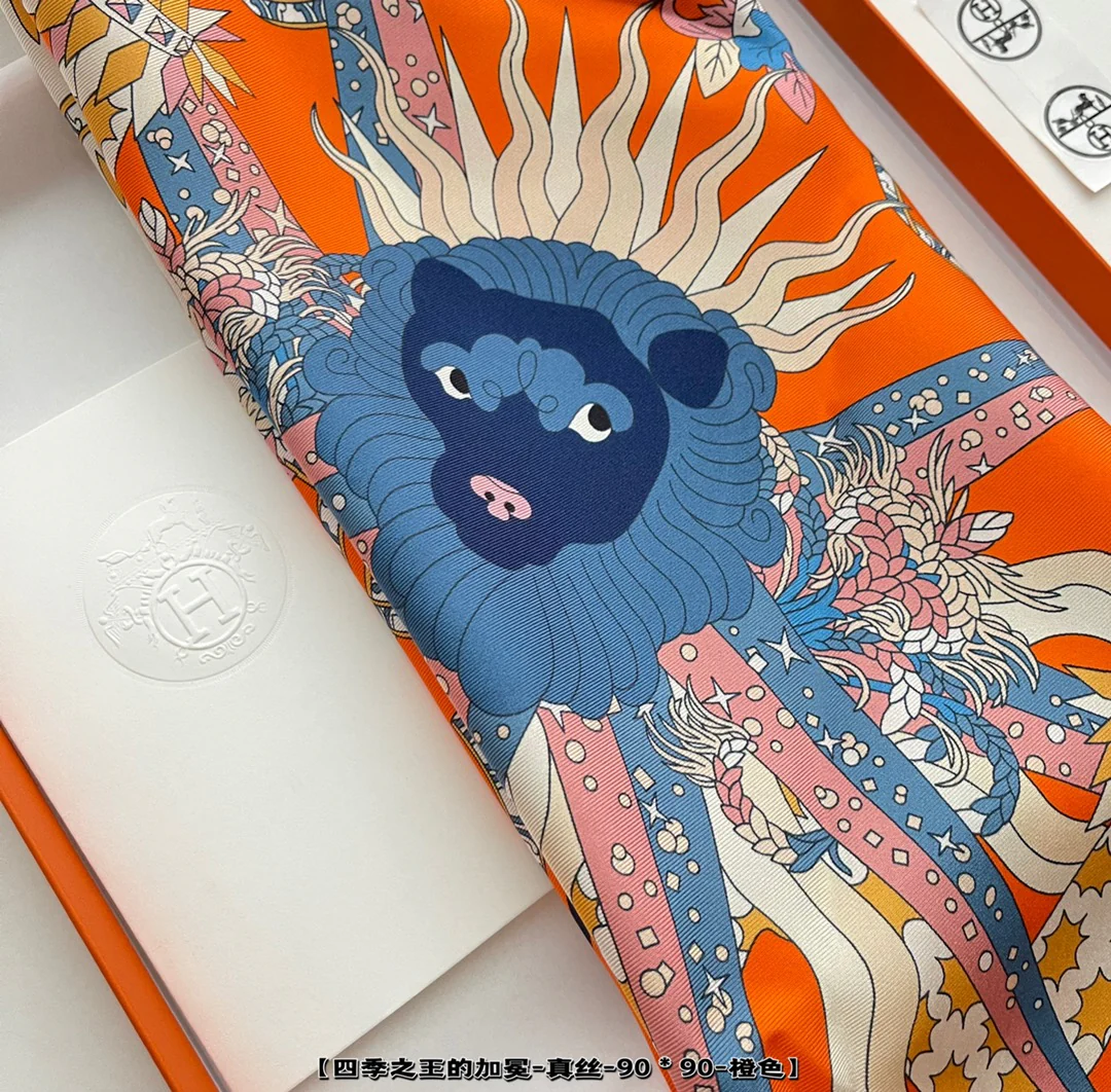 Шарф Hermes - ?Коронация короля времен года? - 90% шелк.