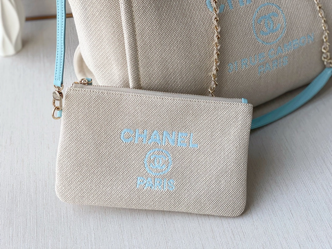 Пляжная сумка Chanel из коллекции Весна/Лето 2022 - Синяя - Большая