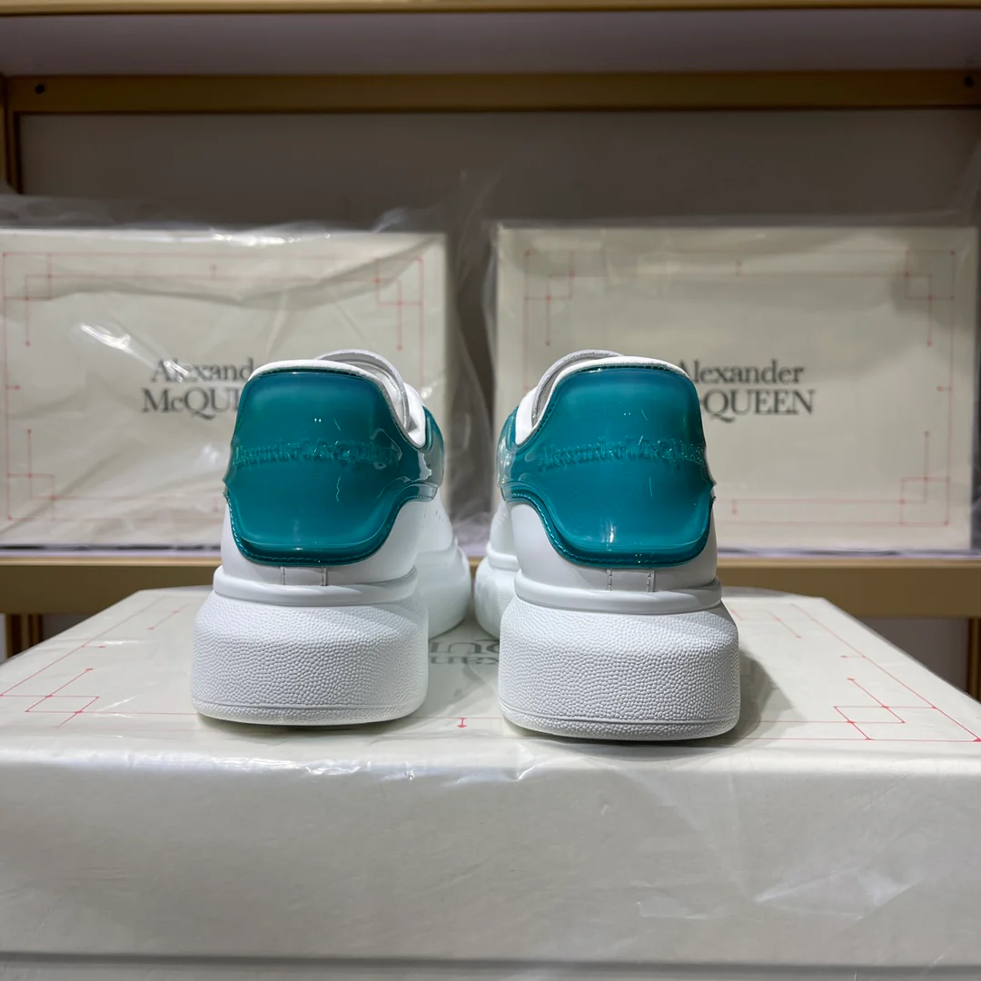 Классические белые кроссовки McQueen - унисекс - с синей эластичной подошвой - премиум-версия