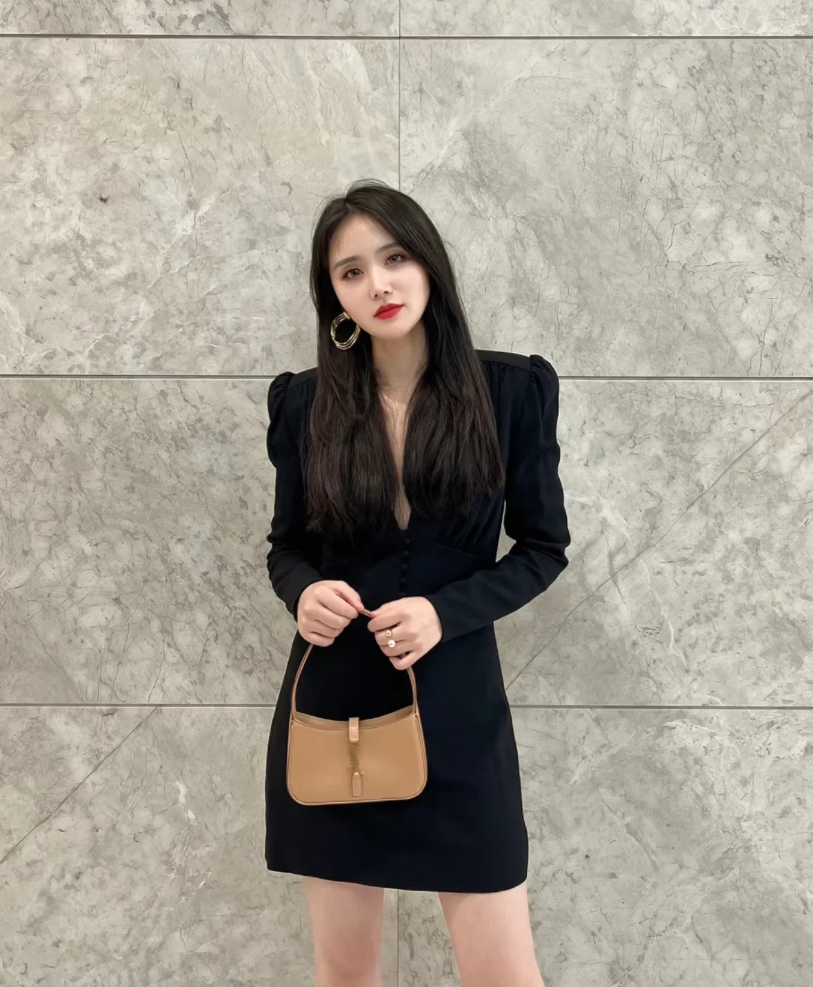 Кожаная сумка через плечо YSL Le 5a 7 - Мини - Абрикосовый цвет