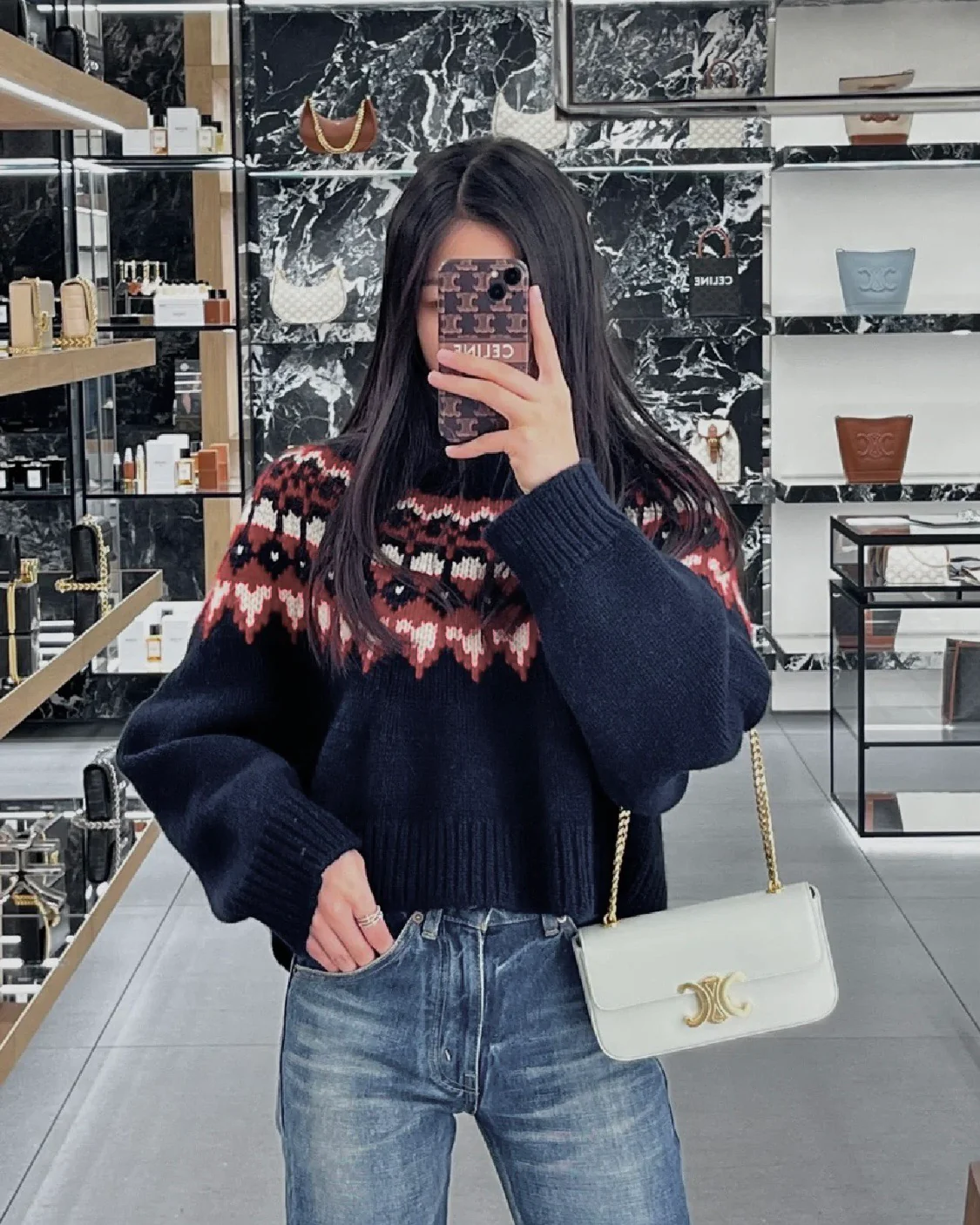 Celine - Новая сумка Celine Arc de Triomphe на цепочке - Белая