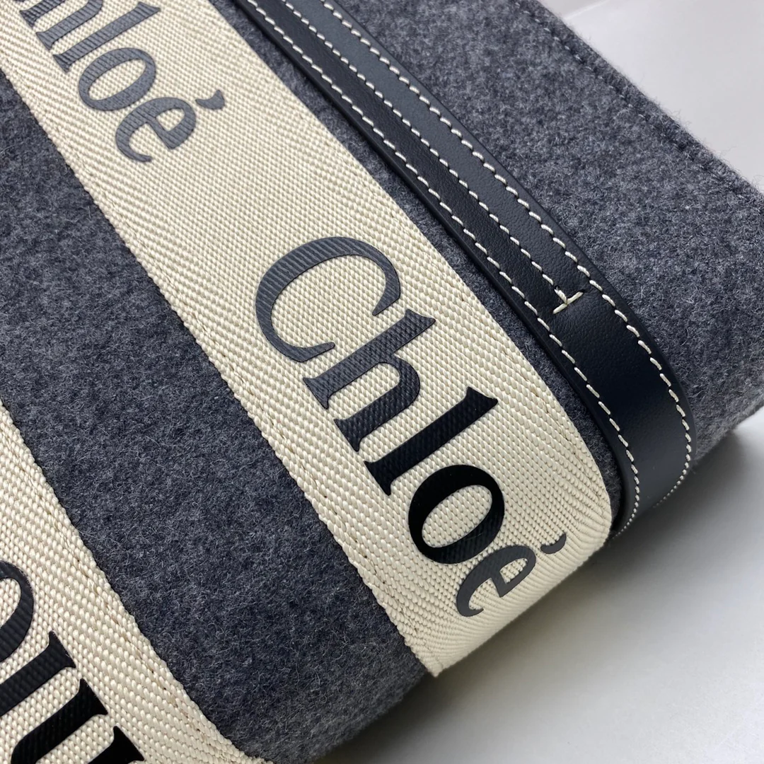 Сумка-тоут Chloe Woody - Маленькая - Бархатно-серый