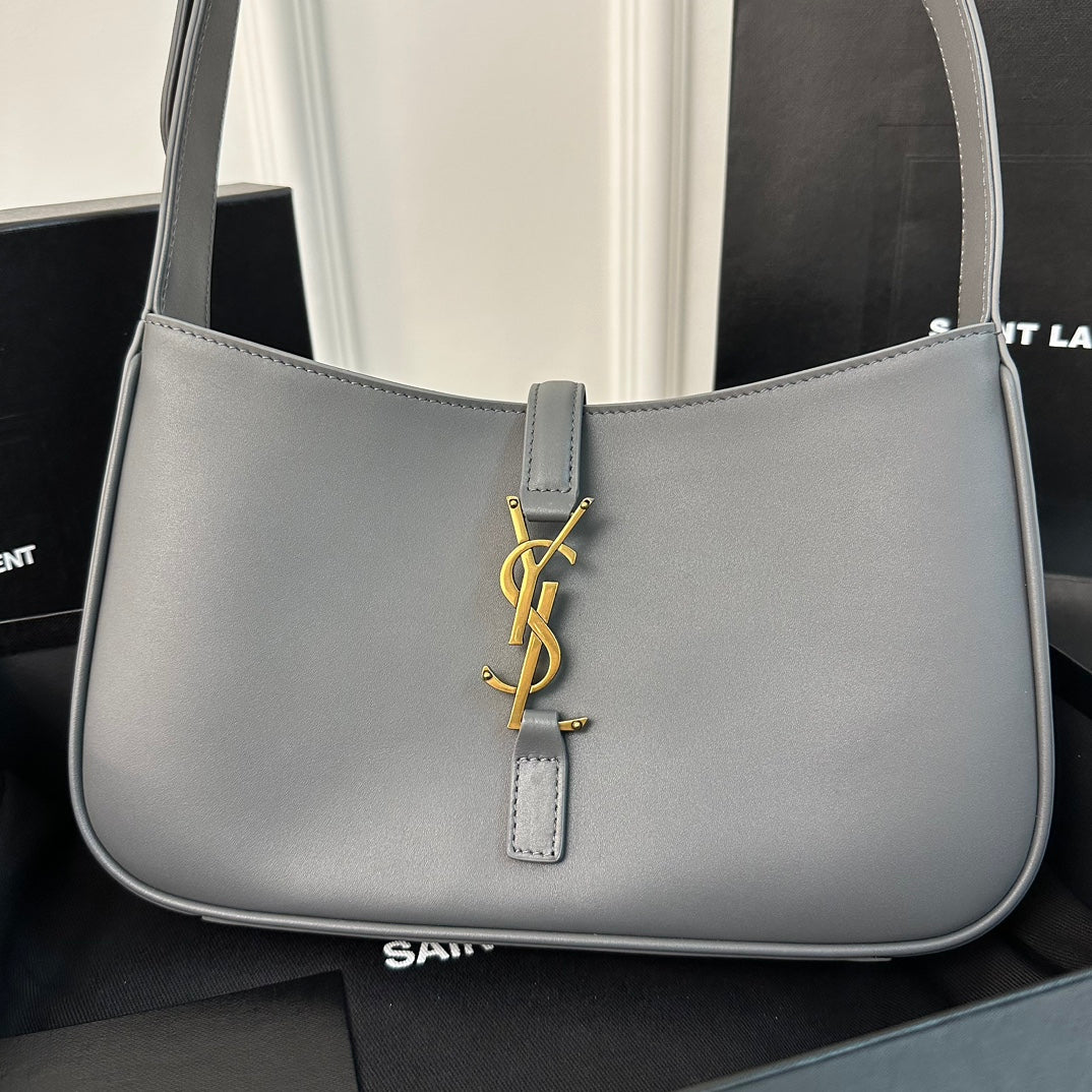 Кожаная сумка через плечо YSL Le 5 A 7 - серая