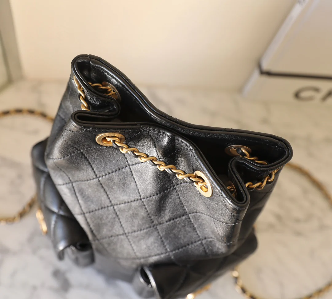 Рюкзак Chanel 25c на завязках - черный