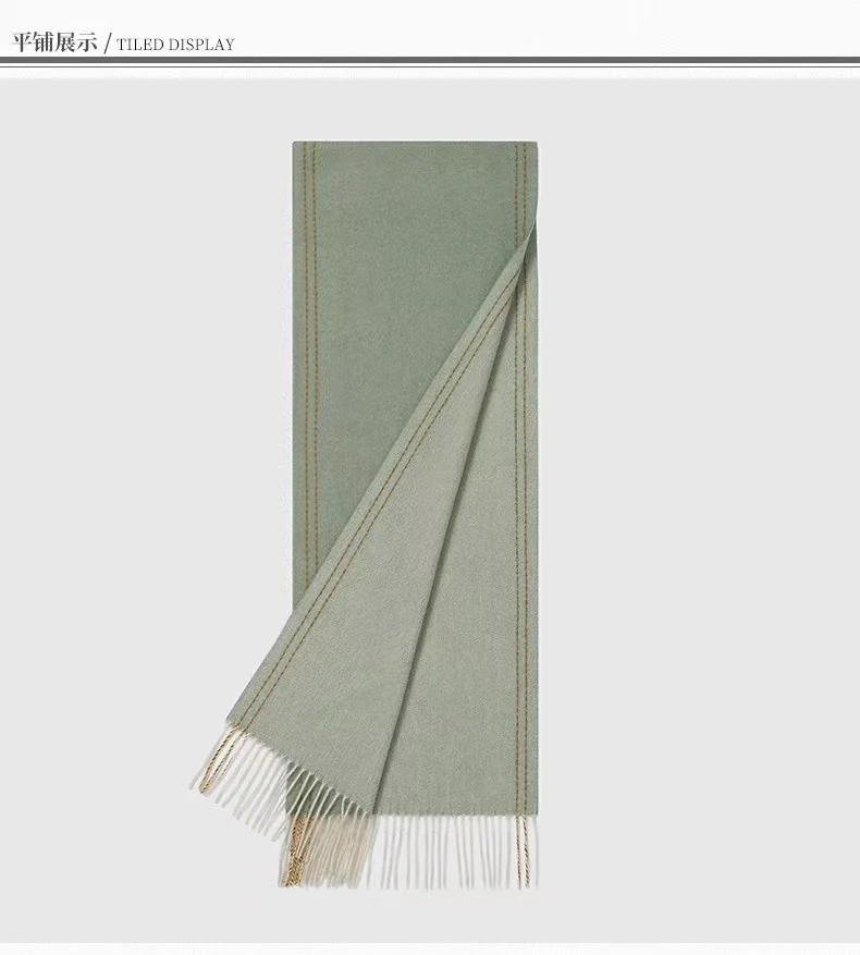 Двусторонний длинный кашемировый шарф Hermes - 30 см - 190 см - 100 см - Кашемир из высококачественной дикой козы - Серый