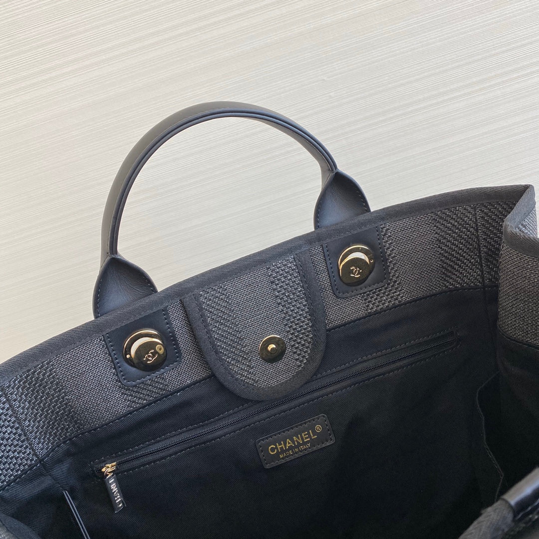 Большая черная пляжная сумка Chanel