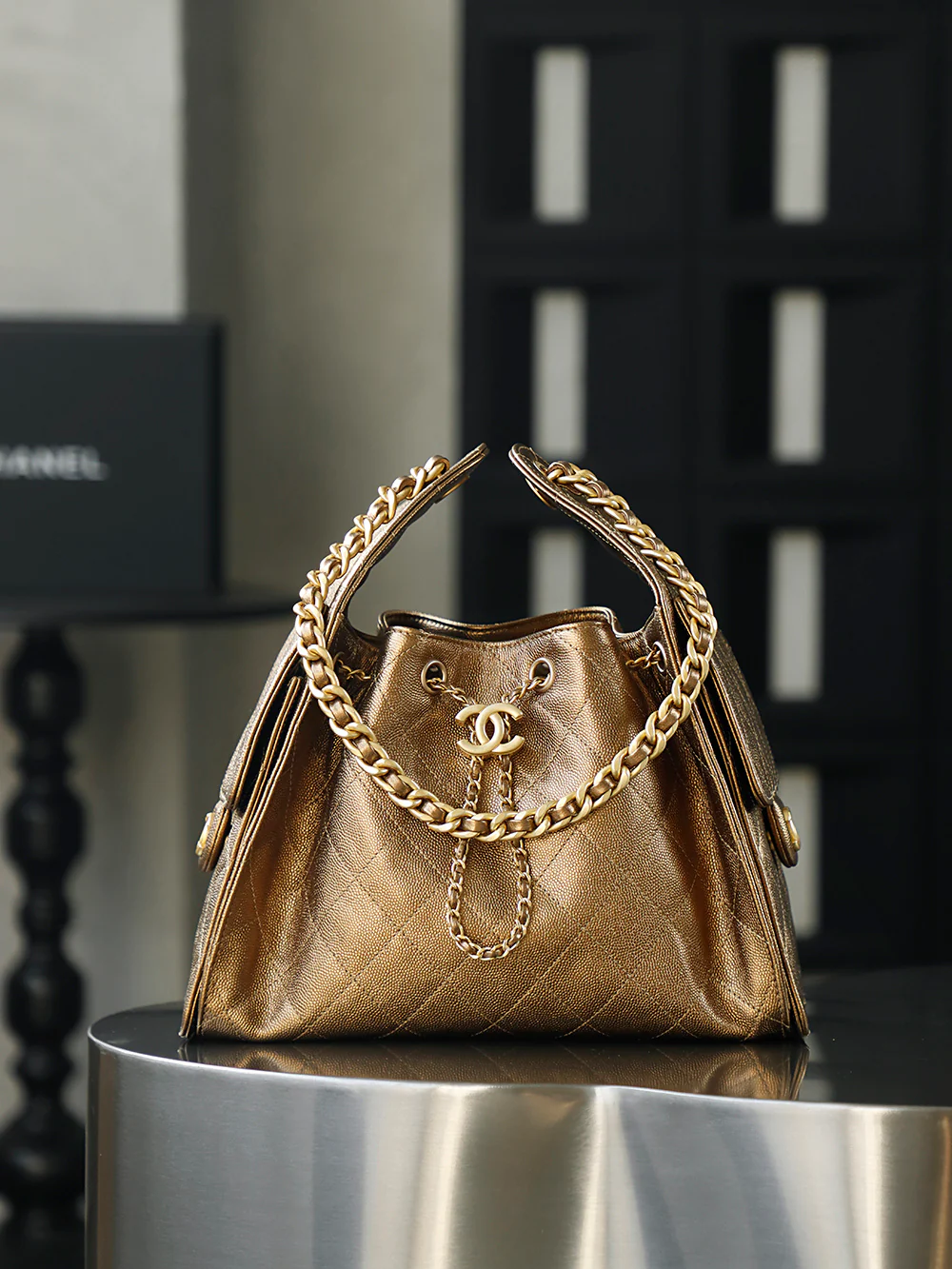 Chanel 25c Hippie Hobo Retro Gold Trumpet Gold Buckle