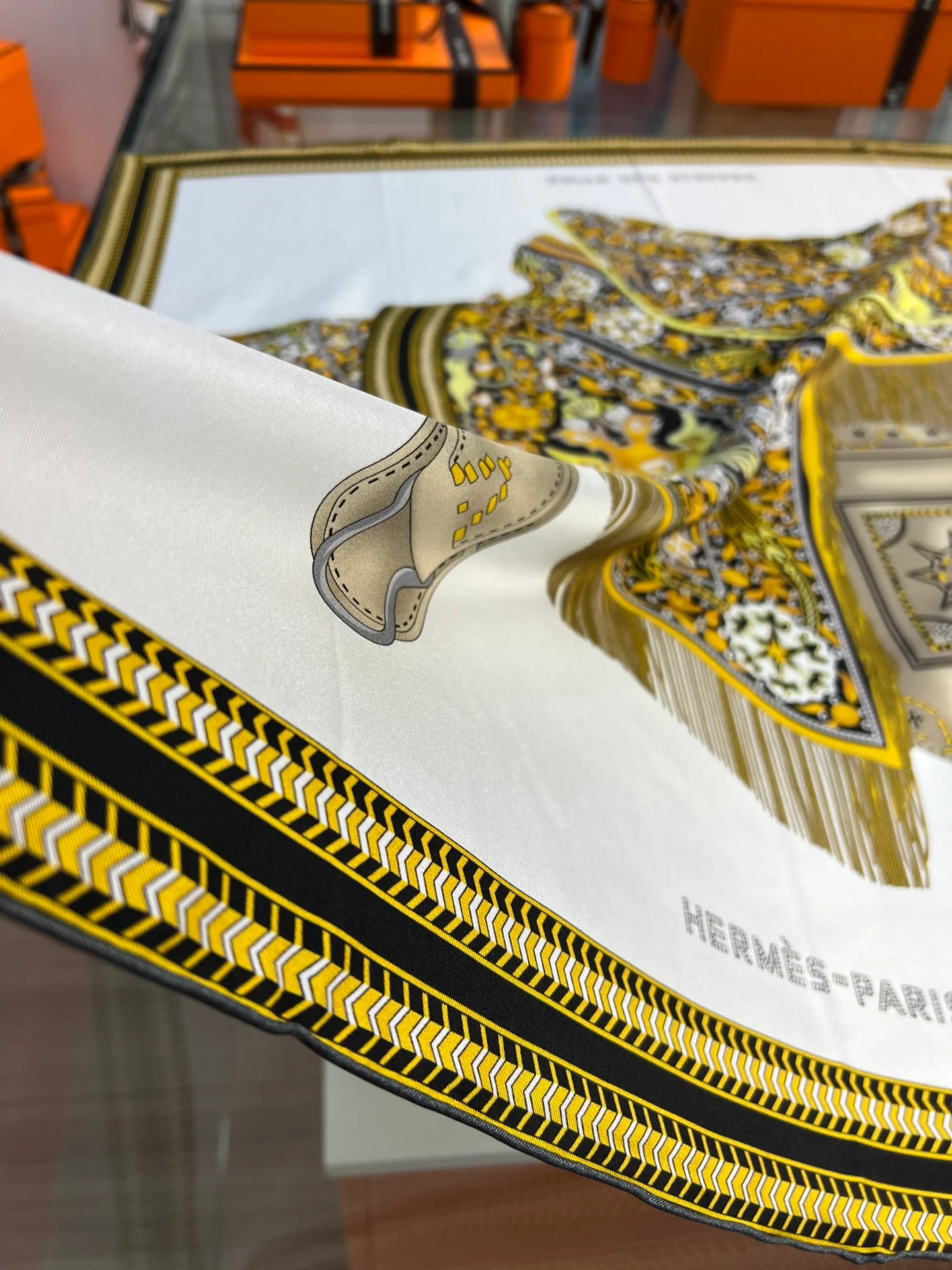 Шелковый шарф Hermes 90 - Prairie Saddle