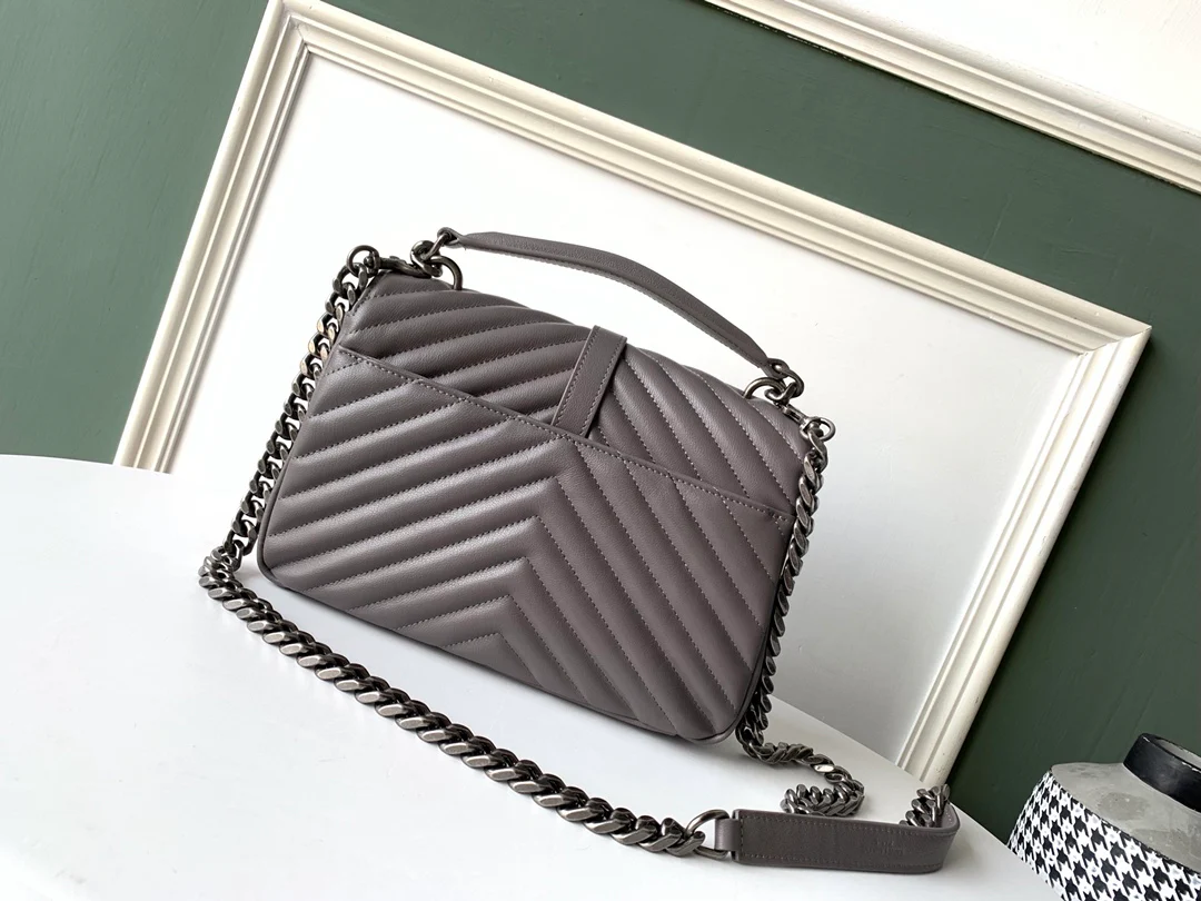 Сумка-мессенджер YSL Mormont - Маленькая - Серая с серебристой фурнитурой