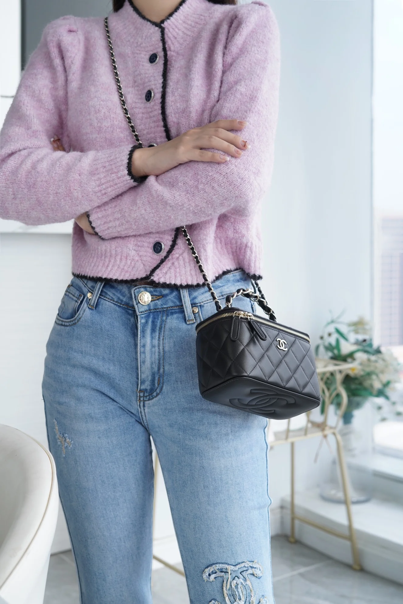 Chanel - Длинная сумка-коробка - Черная