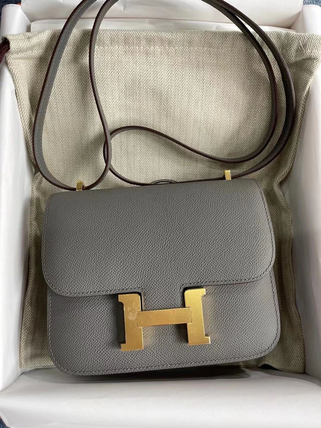 Hermes-constance-19-epsom-Accumulated Rain Cloud Gray-Gold Buckle
