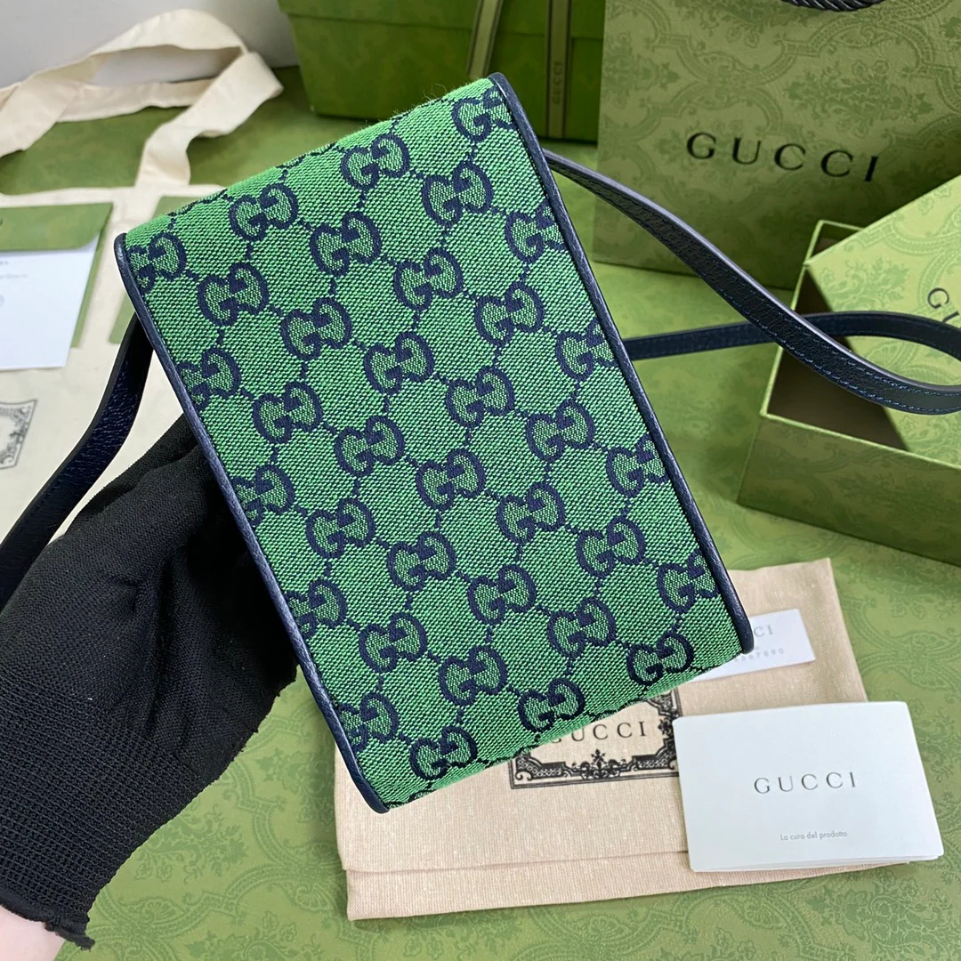 Сумка для мобильного телефона Gucci из серии Marmont — зеленая — 11-5-18-3-5 см