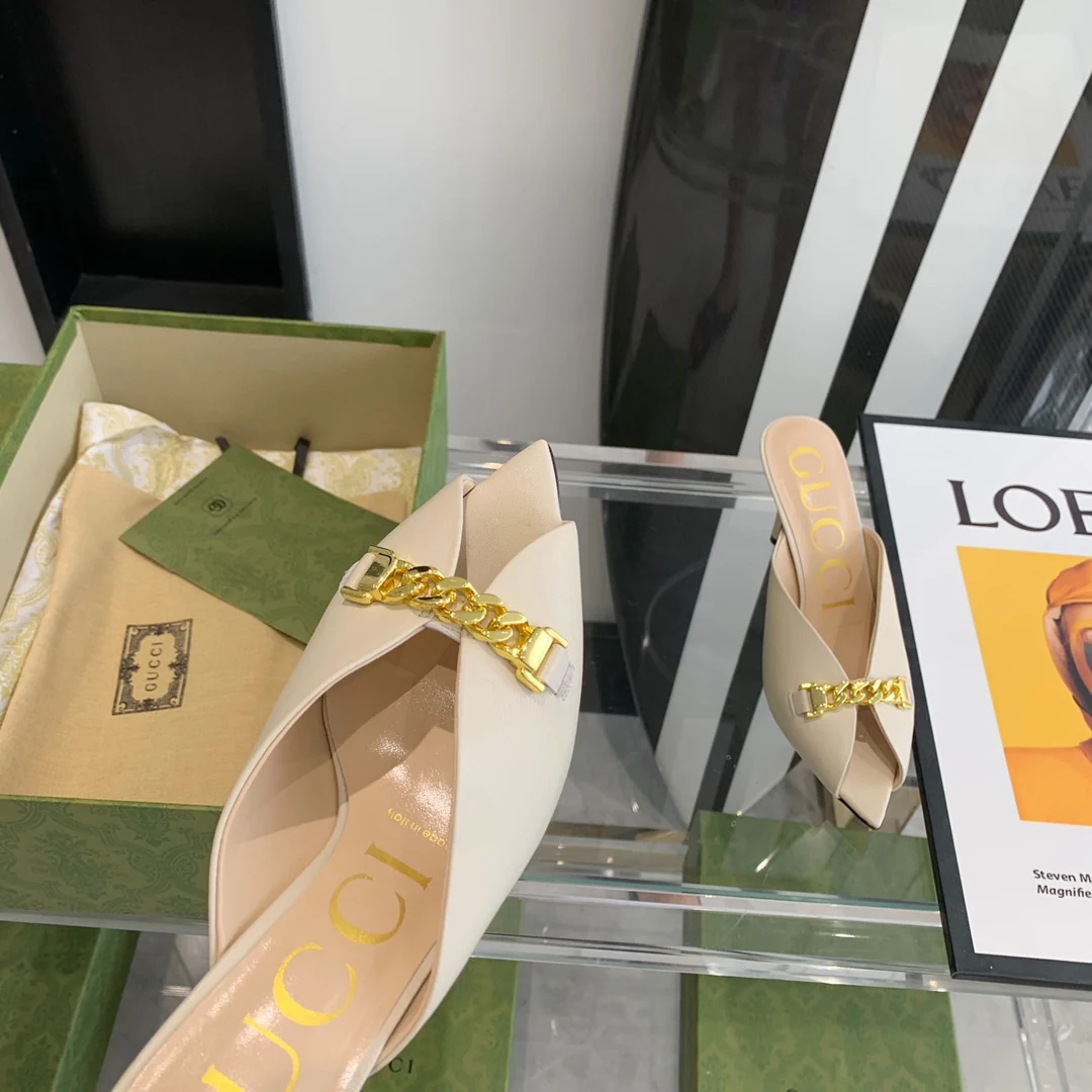 Gucci - Ретро - Босоножки с острым носком - Открытый носок - Босоножки на высоком каблуке