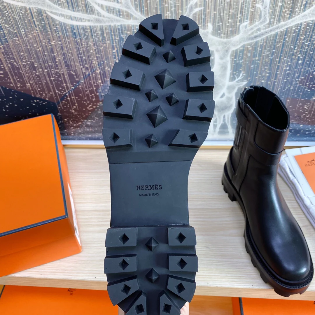 Классические ботильоны Hermes 2023 года - черные