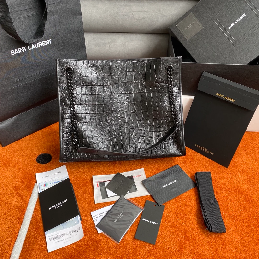 Сумка-шоппер YSL Niki с крокодиловым принтом