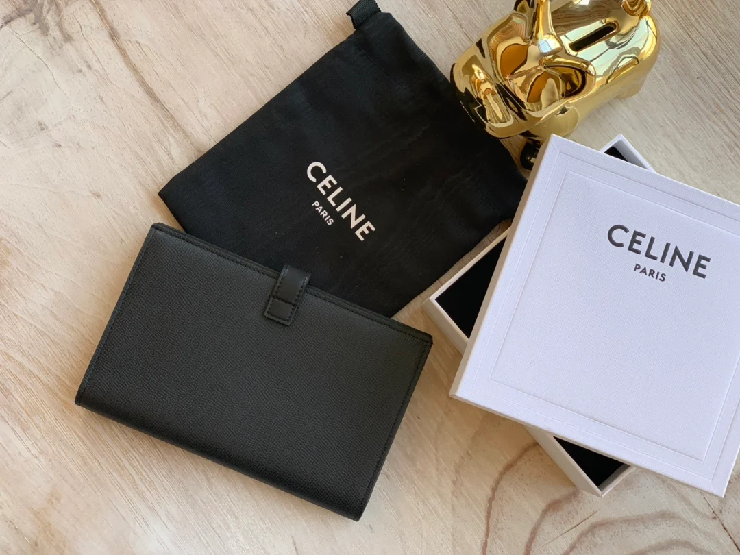 Длинный кошелек Celine - Кошелек с ремешком из зернистой телячьей кожи - 9