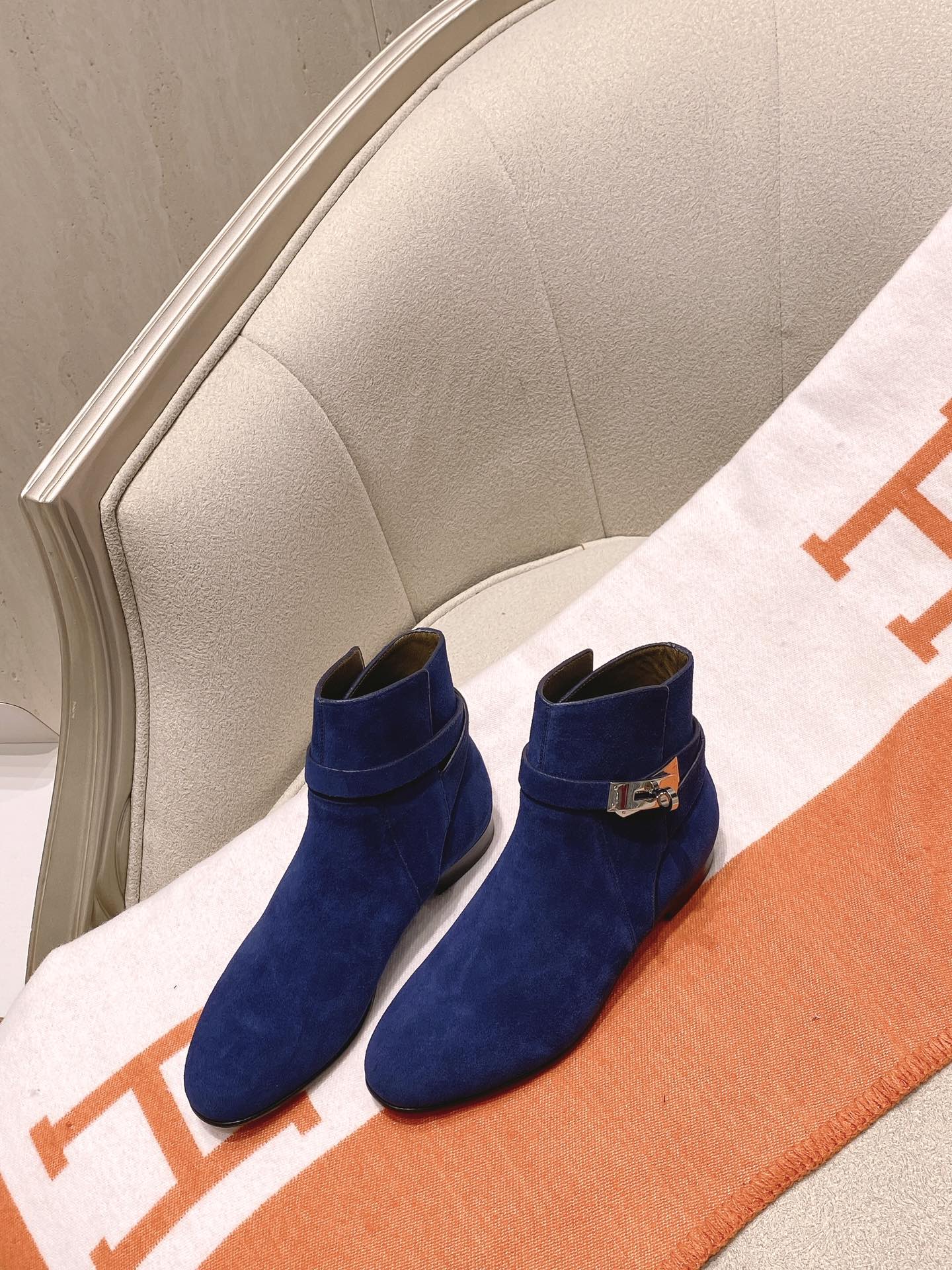 Ботильоны Hermes Kelly Buckle Collection - синие