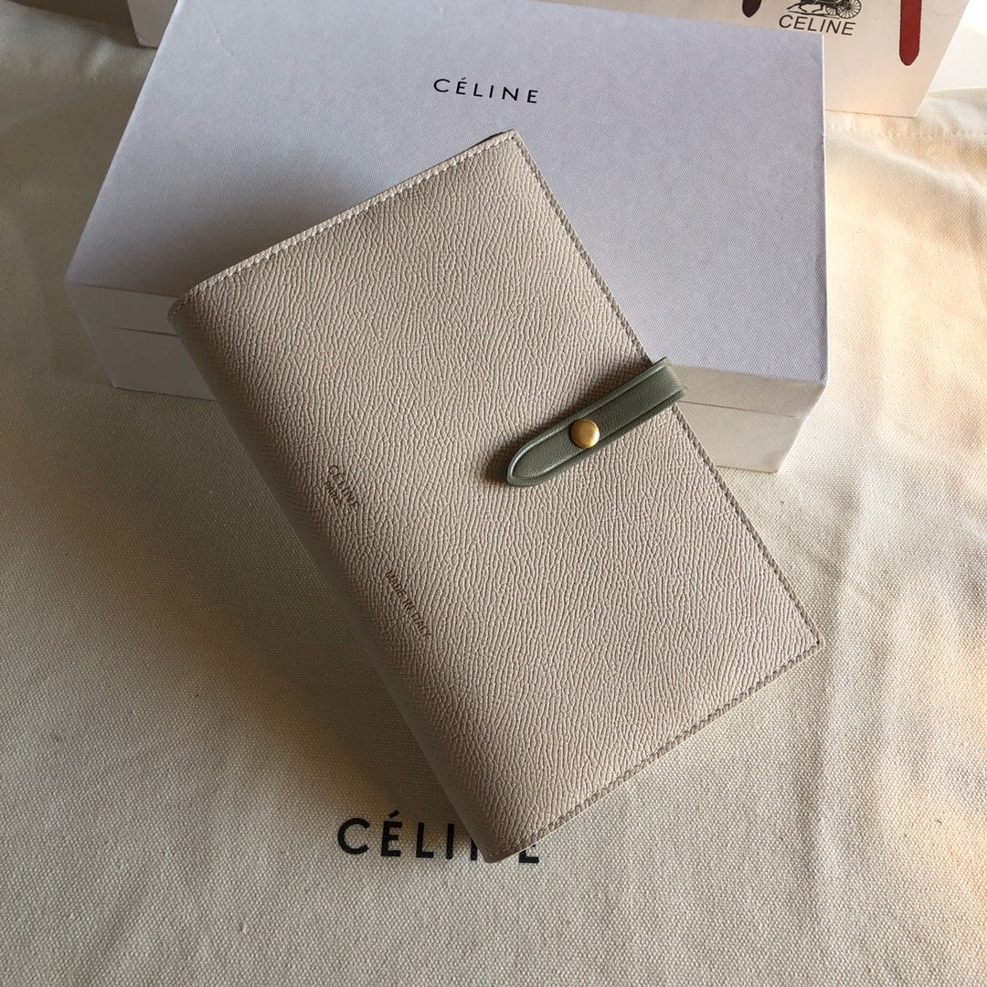 Длинный кошелек Celine - бежевый - светло-зеленый - с принтом пальм