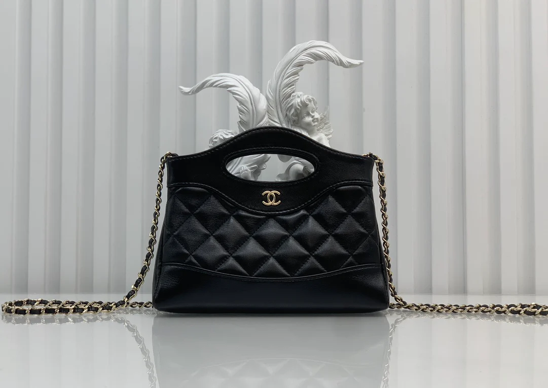 Мини-сумочка Chanel 24c31 из овечьей кожи - черная - 1