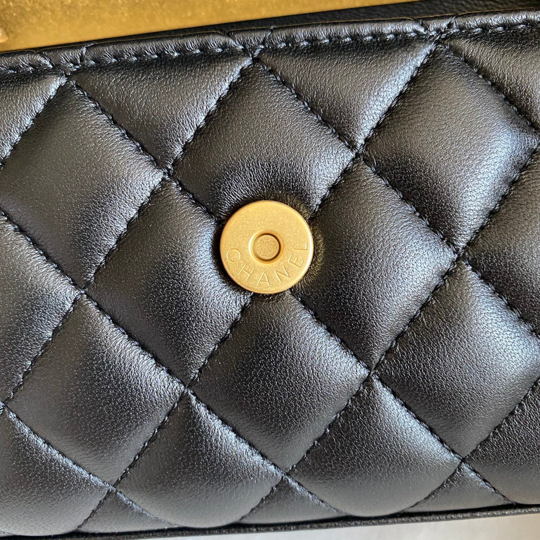 Сумка Chanel 2022 с эмалированными ручками - Черная - Большая